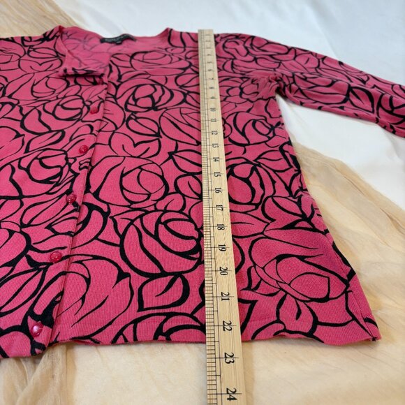 Jones New York Womens Pink/Black Floral Lightweight Button Down Cardigan Size M - Picture 9 of 13
